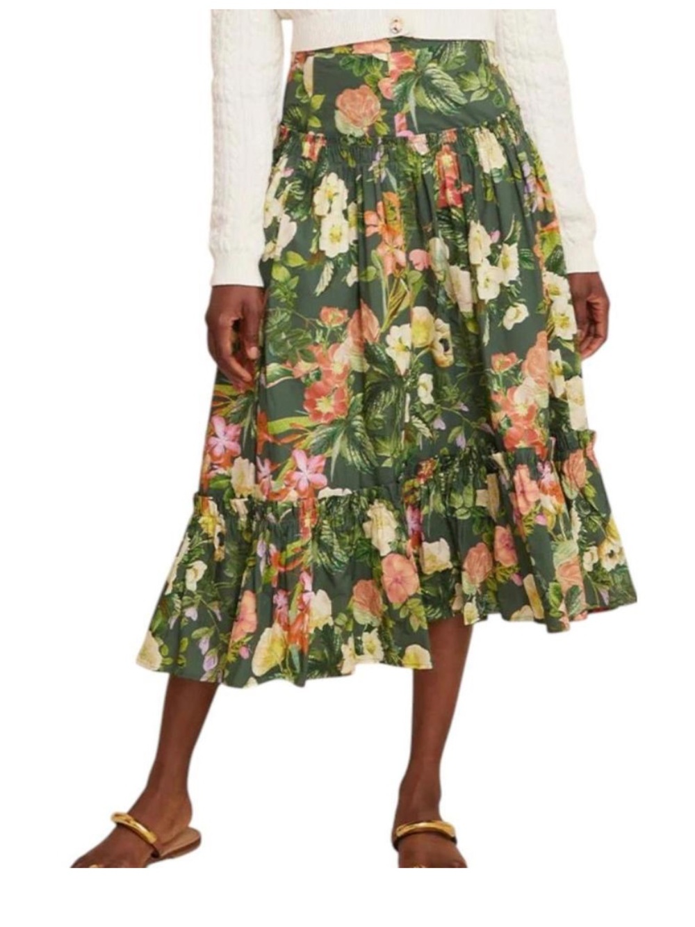 NEW CARA CARA tisbury skirt in olive kingston floral